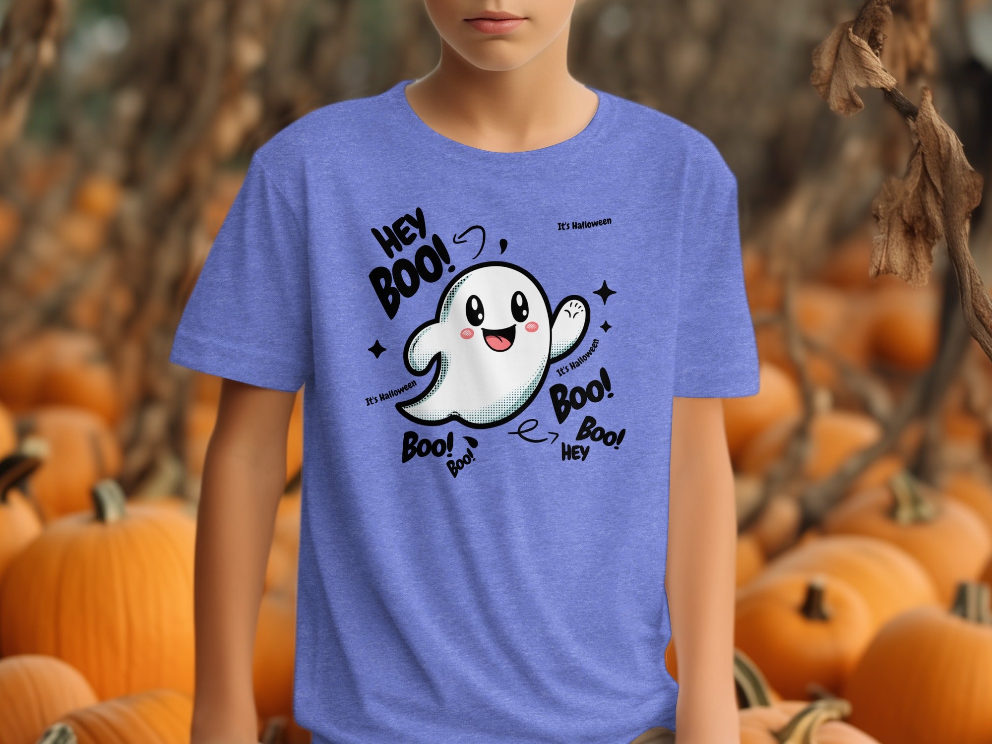 Hey Boo Halloween Ghost Themed Youth Shirt product type