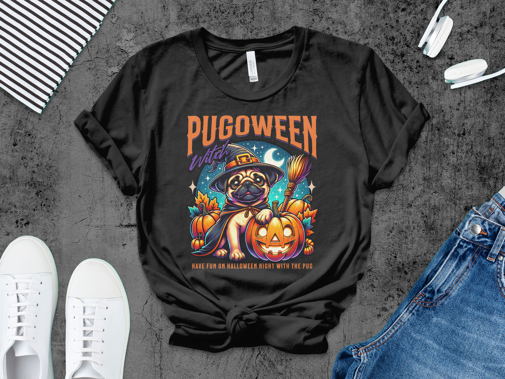 Pugoween Witch Have Fun on Halloween Night Shirt product