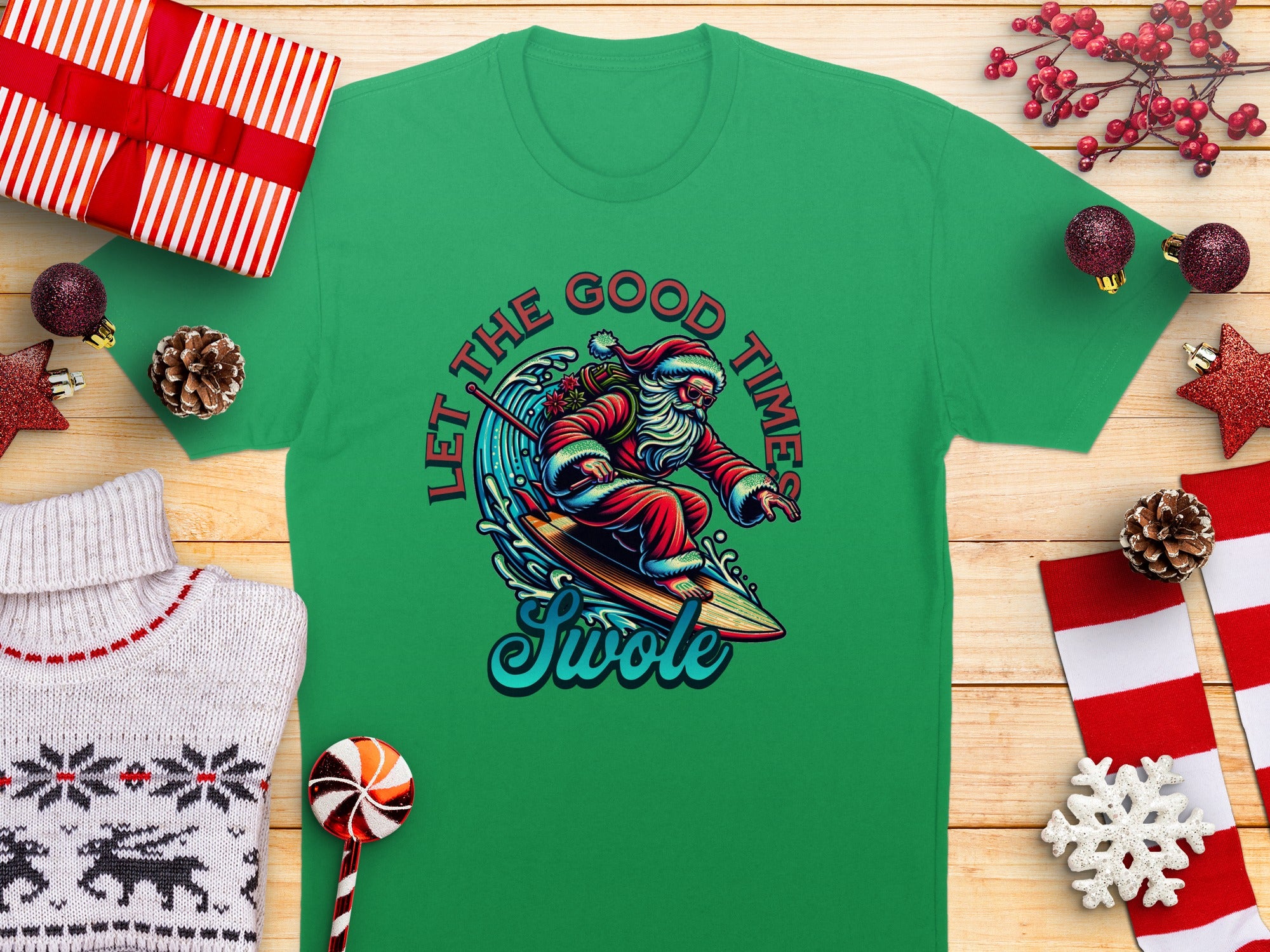 Let The Good Times Swole Santa Holiday T-shirt product