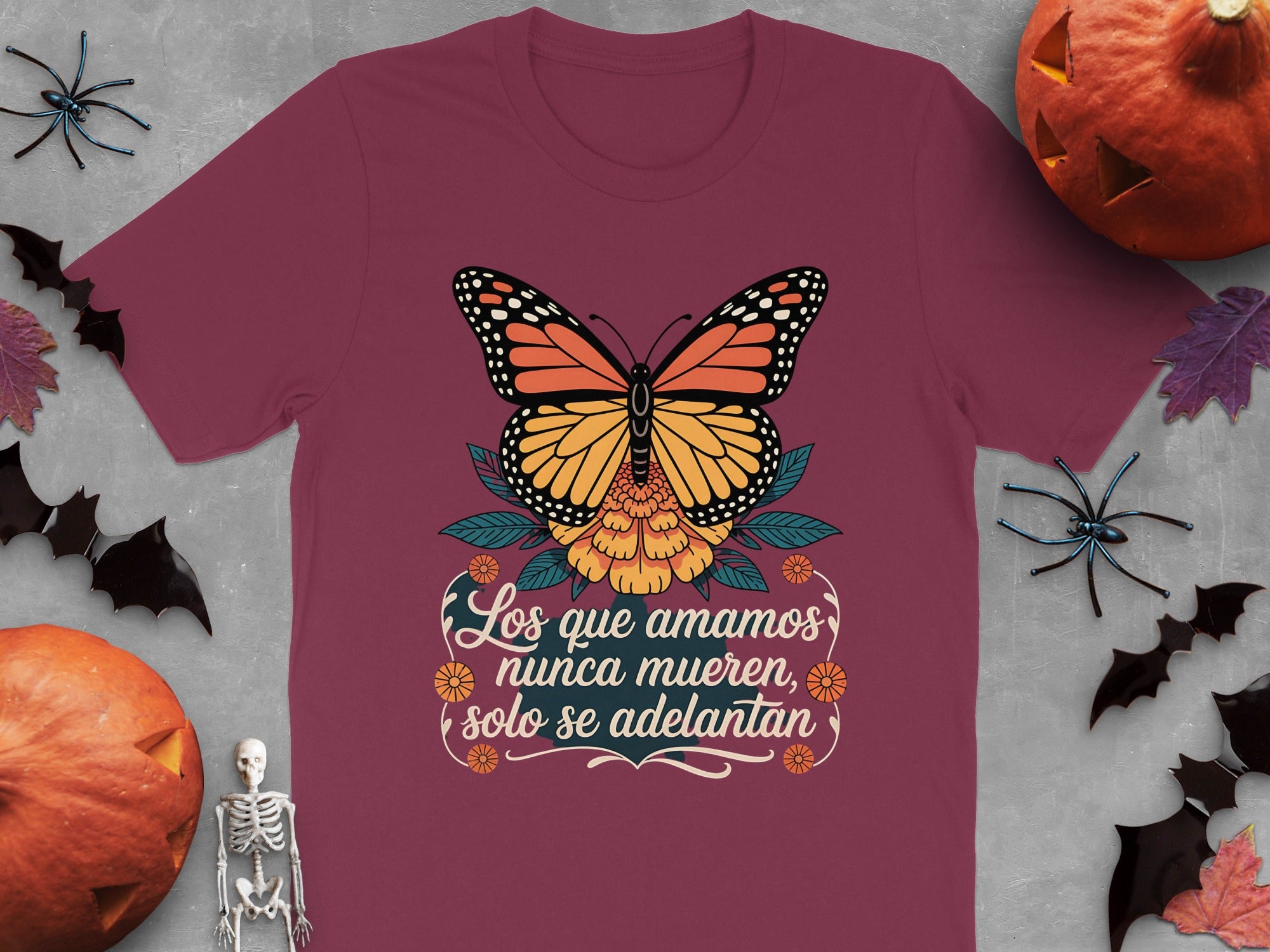 Maroon Shirt Los Que Amamos Design Butterfly Product Type