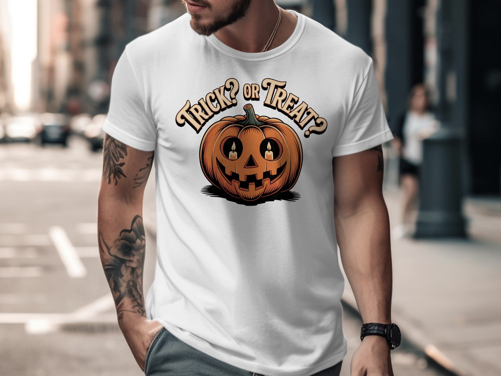 Trick or Treat Pumpkin Graphic Halloween T-shirt product type